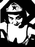 Evelyn Hartogh as Wonder Woman sweetly smiling (Photo Alicia Lane 2005)
