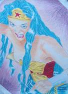 'Angry Action Wonder' Coloured Pencil on Paper by Evelyn Hartogh 2000