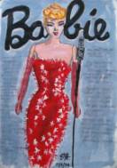 'Barbie Debuts in 1959' Water Colour on Paper by Evelyn Hartogh 1994