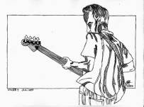 'Unkey Julian Harris the Rock Star' Pen and Ink on Paper by Evelyn Hartogh 2003