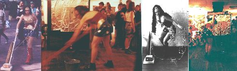 Evelyn Hartogh as 1993-5 Domestic Wonder Women (Photos by Ian Wadley1994, Anna Zsoldas 1995)